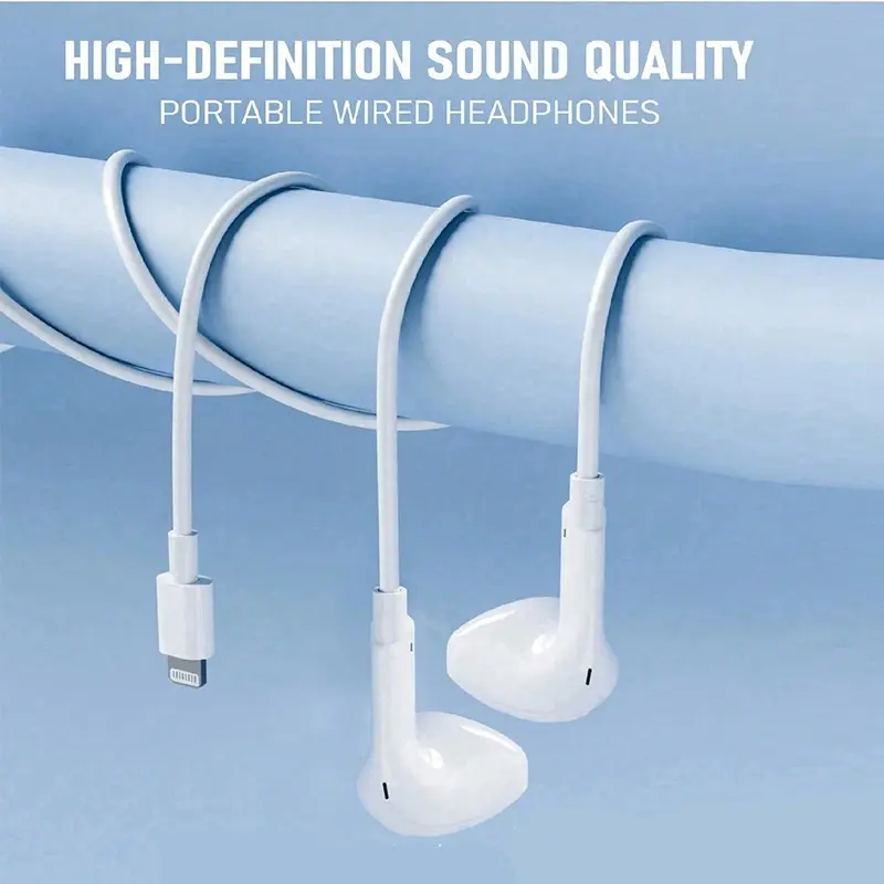 Apple Lightning Interface Wired In-Ear Headphones, Compatible with iPhone iPad, Control Music Calls Volume, for iPhone 14/13/12/11/XR/XS/x/8/7/se/pro/pro Max