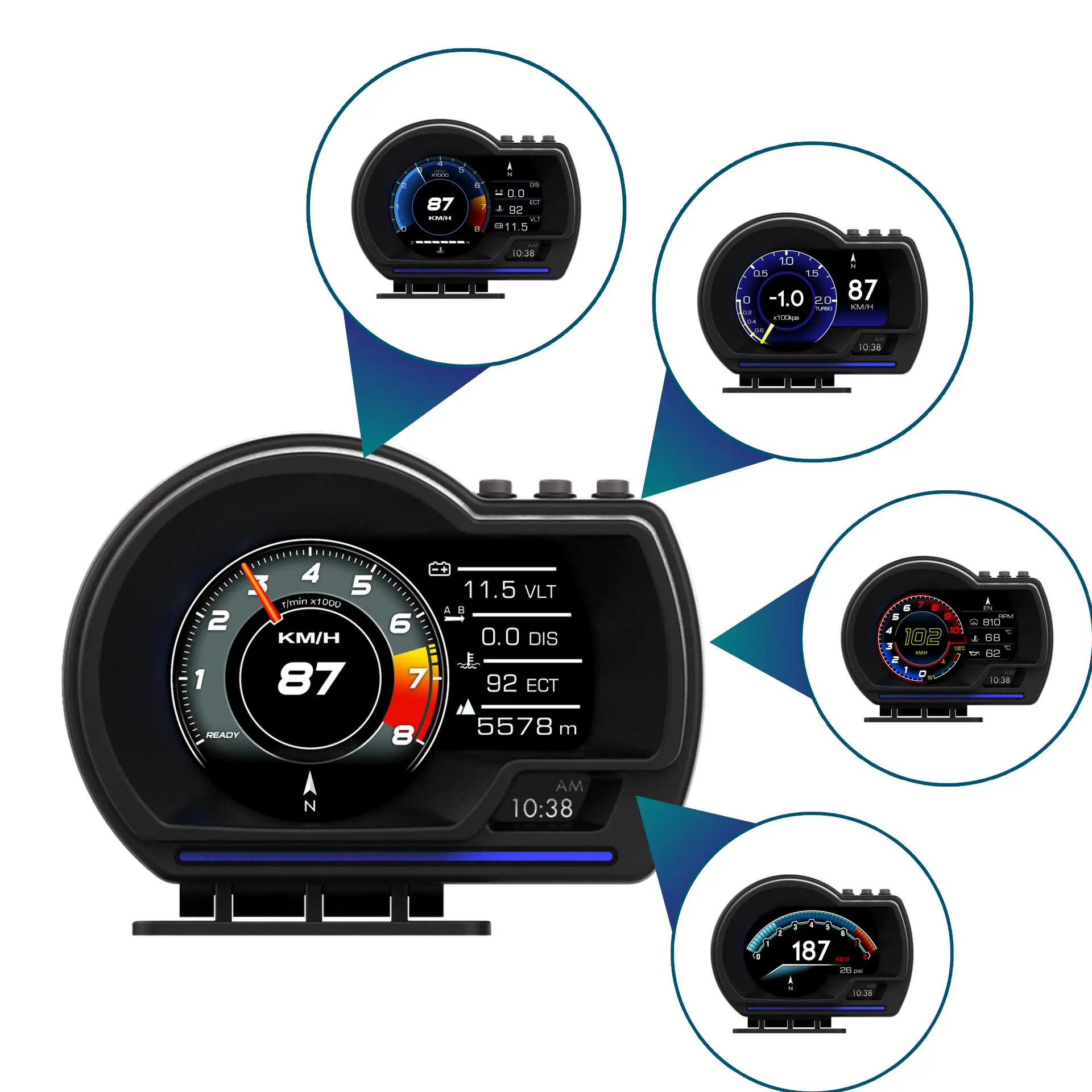 P6 OBD+GPS Car Head Up Display Screen Projection, Automatic Hud Speedometer, Windshield Car Head Up Display Alarm Accessories, Car Electronics