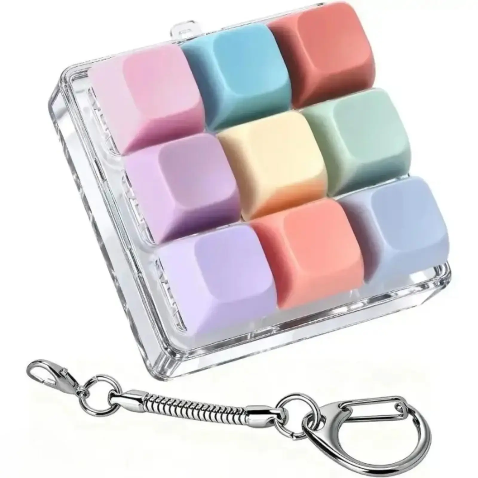 Colorful Clicker Button Keyboard Fidget Toy Keychain, Stress Relief Fidgeting Anxiety Gadget for Adults, Sports & Outdoor Gaming Fan Shop Use, Fidget Gadget