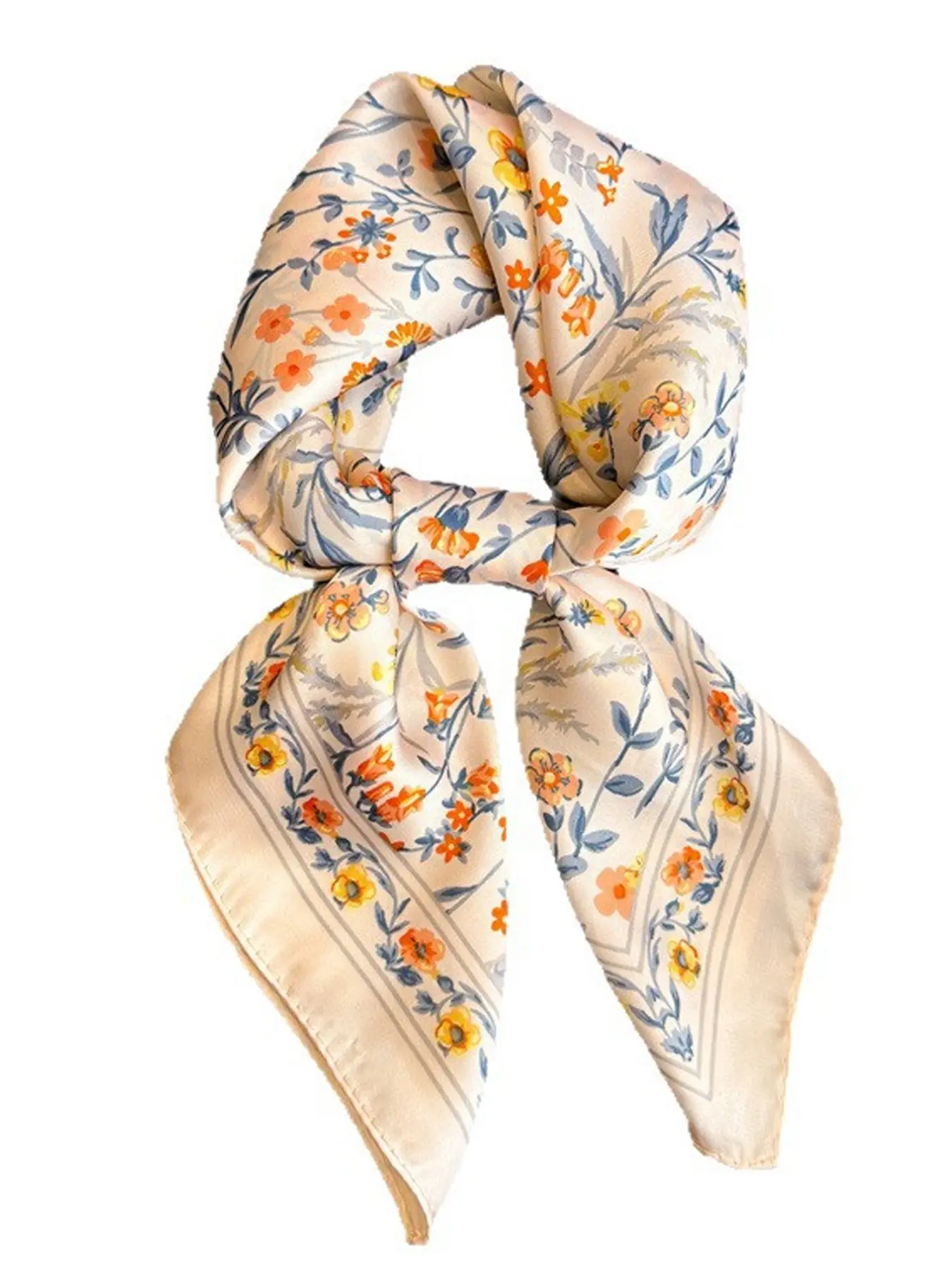 Vintage Floral Print Silk-Like Scarf for Women, Handkerchief, Neck Scarf, Headscarf, Hairband, Beach, Street, Daily, Vacation Accessory