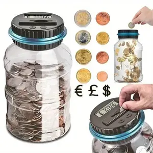 Auto Counting Money Jar with LCD Display, Large Capacity Savings Bank, Durable Abs Resin, Real-Time Balance, Holiday Gift