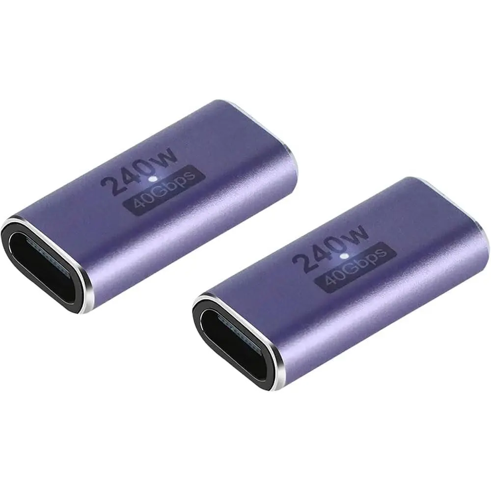 240W USB C Coupler (2 Pack), USB Type C Female to Female Adapter Extender Compatible with Thunderbolt 4/3 Support up to 240W Charging, 40Gbps Data Transfer and 8K@60Hz Video,Protective,Case,HDMI,Splitter,Ultra,Android S,AirPods,Multi-Function Cleaning Kit