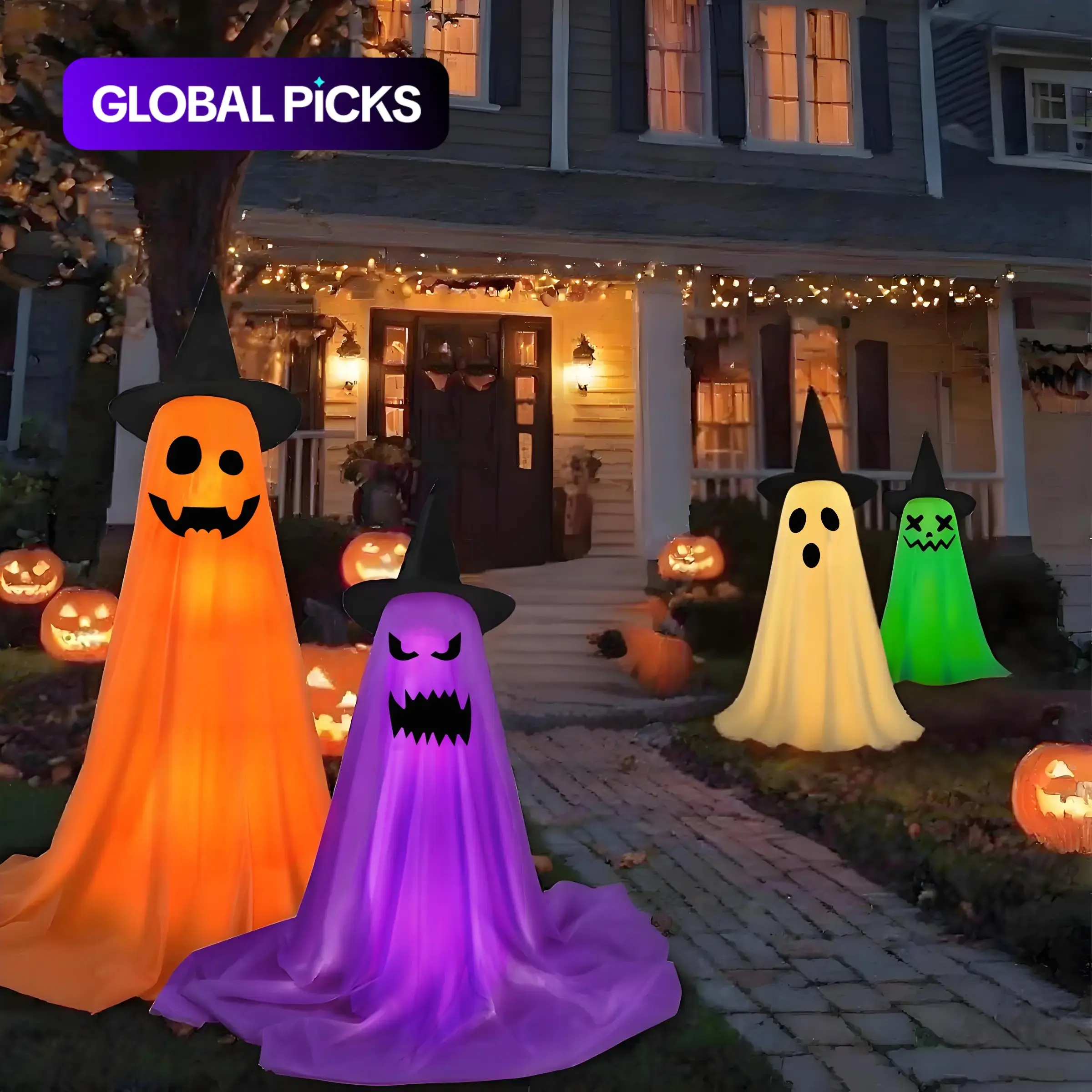 Glowing Ghost for Front Porch, Halloween Standing Ghost with Remote, Weather-Resistant, Light Up, Perfect for Porch Decor, Garden Lawn Spooky Horror Decoration #GLOBAL PICKS