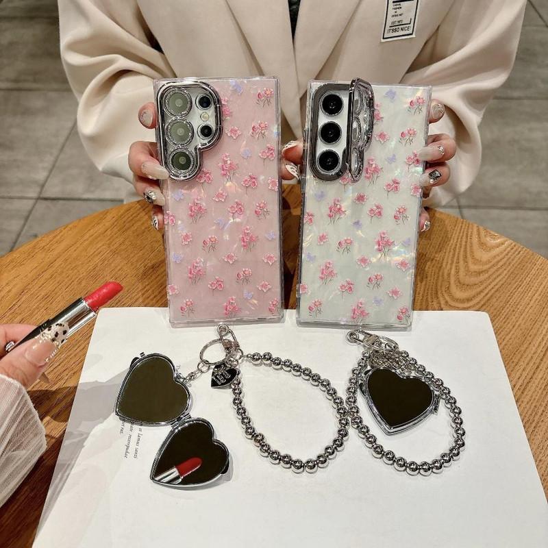 Compatible With S26/S25Ultra/S24/S23/S22 ,For iPhone 16 Pro Max/15/14/13/12,For Moto Razr 60 Ultra/50 Ultra/ 50/60  shell patterned small floral pattern lens film all inclusive protective Case HN7127