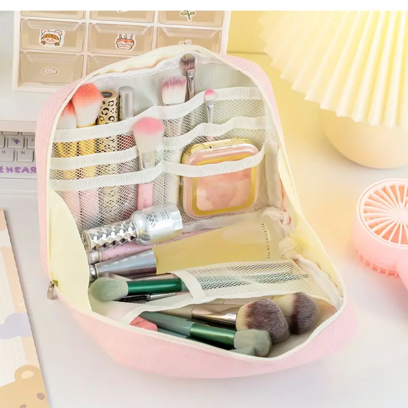 Simple Japanese Style Canvas Pencil Case, Fashion Girl Stationery Bag, Large Capacity Pencil Box for Middle School Students