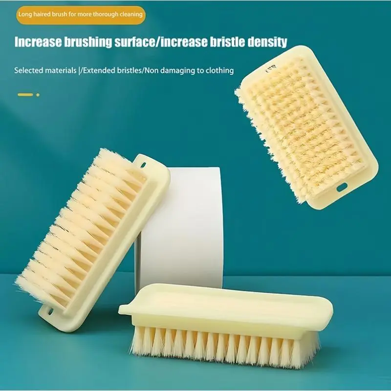 Heavy-Duty Alloy Material Laundry Brush with Non-Slip Handle, Soft/Hard Bristles - Gentle Scrubbing for Delicate Clothes, Hard Surfaces - Durable, Safe Clothes Accessories Scrub Brush
