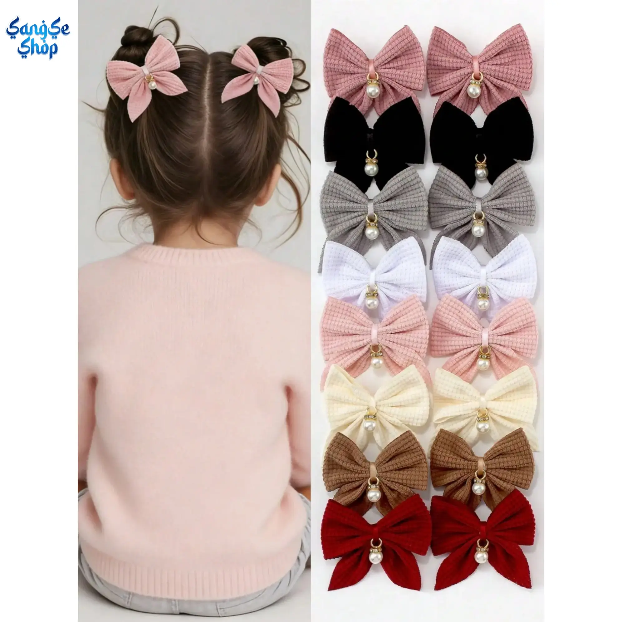 16PCS Multi-Color Plaid Bow Hair Clips Set, Fabric Swallowtail Hair Bows with Pearl Pendants, Cute School-Style Hair Accessories for Girls & Women, Sweet Fashion Barrettes for Daily Wear, Parties & Special Occasions