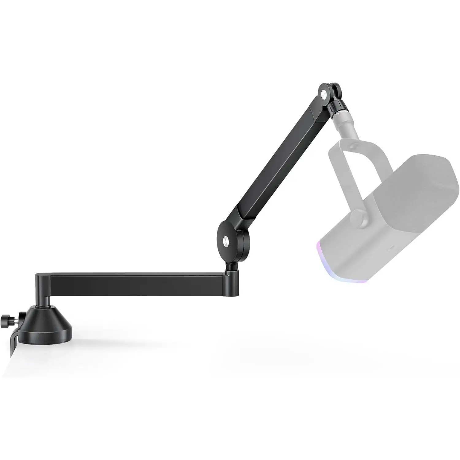 Low Profile Mic Arm, 360° Rotatable Microphone Boom Arm Mic Stand for Fifine AM8 K669B Blue Yeti HyperX QuadCast SoloCast AT2020, with Mic Clip 3/8" to 5/8", 3/8" to 1/4" Adapter, Black