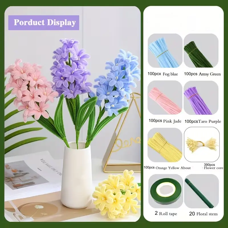 DIY-912 Piece Twisty Rod Hyacinth Pipe Cleaner Craft Kit, Handmade Material Pack for Graduation, Wedding, Party Decor, Halloween, Christmas Gifts