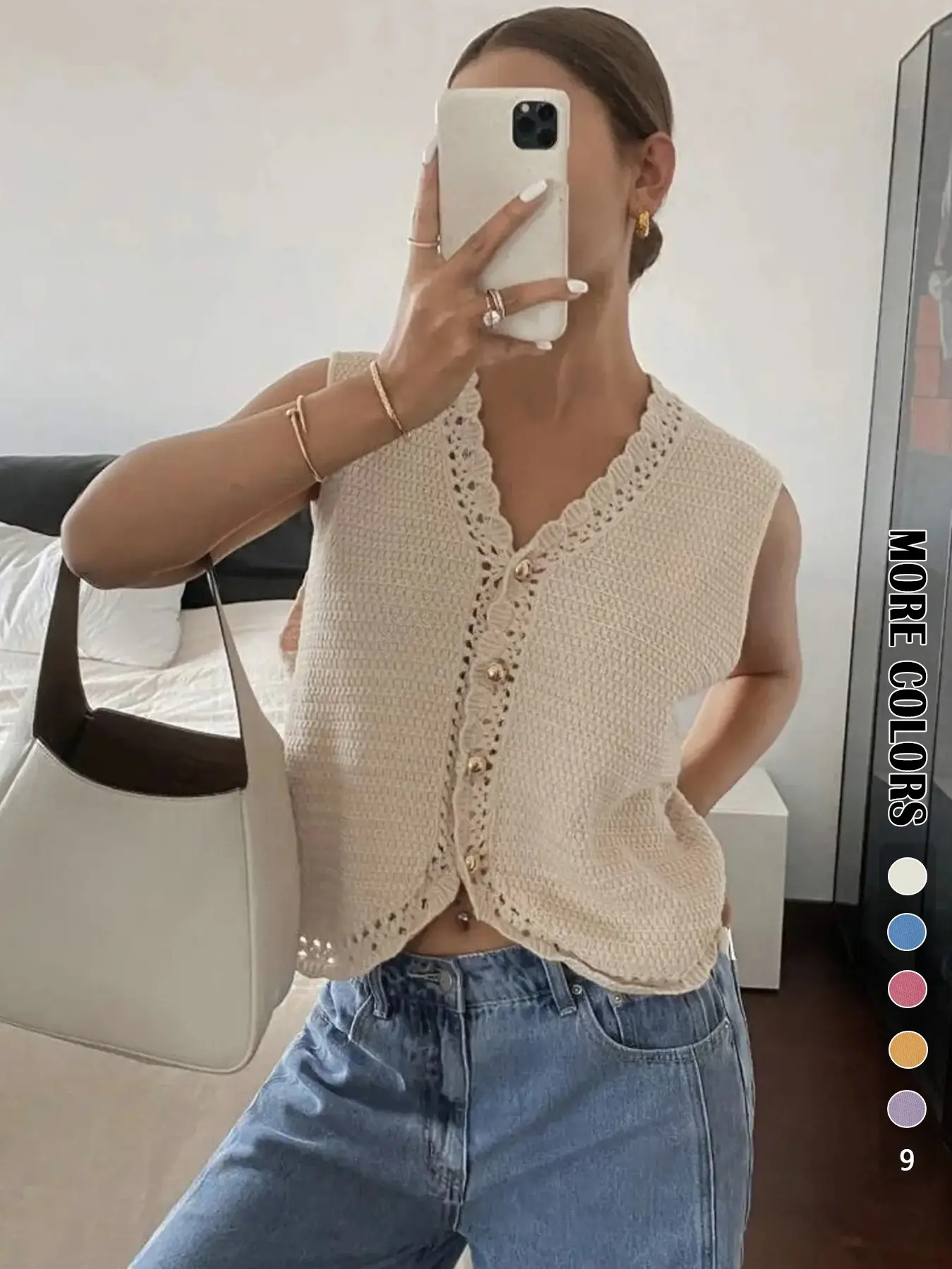 Women's Plain Basic Crop Fitted Sweater Vest, Casual Knitted Sleeveless Cropped Knitwear for Spring & Fall, Fashion Women's Knit Clothing for Daily Wear, Knit Vests, Tops, Womenswear