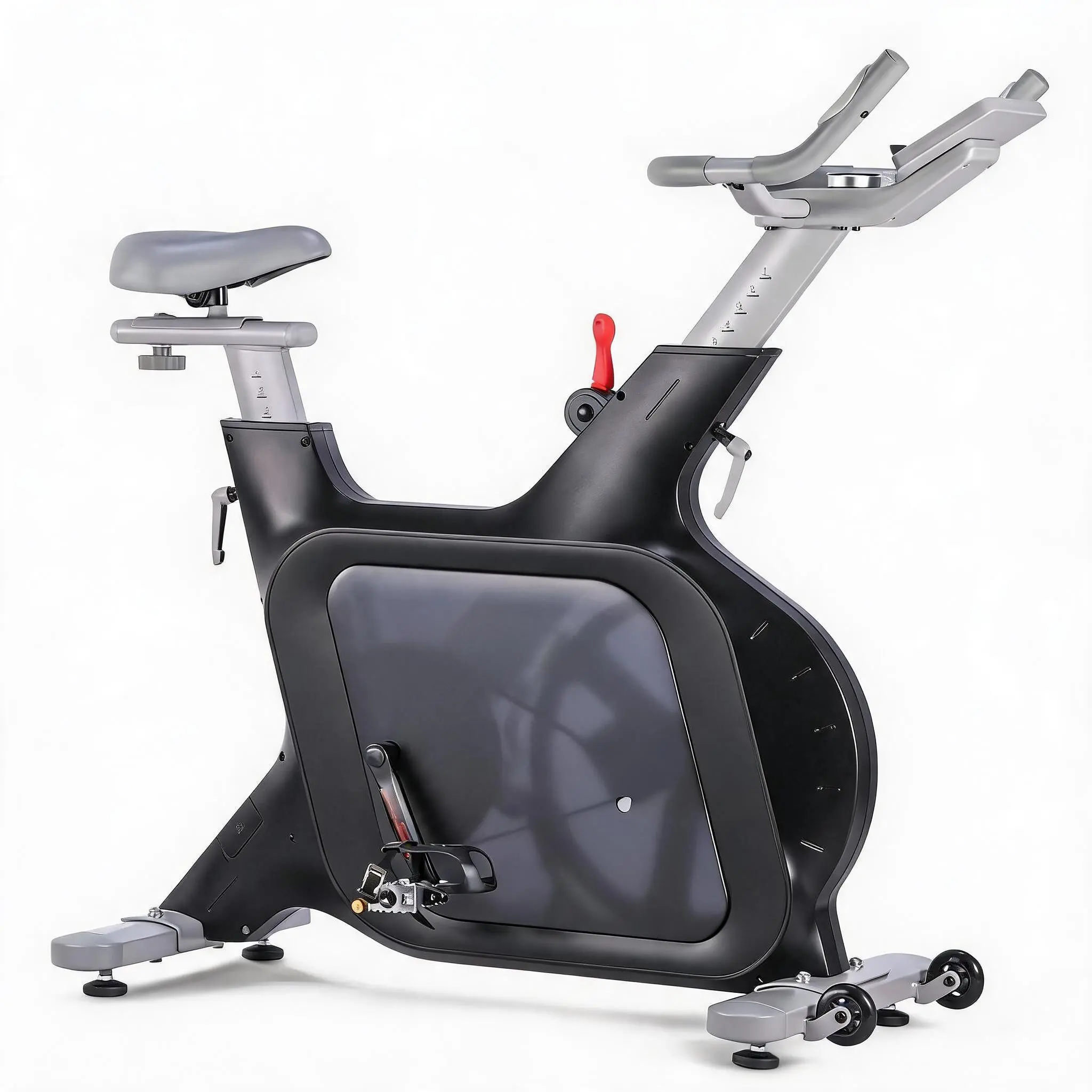 Magnetic Resistance Stationary Exercise Bike – Heavy Flywheel, Silent Belt Drive, Electromagnetic Spin, Display Tracking Pulse, Calories, Distance, Comfortable Seat