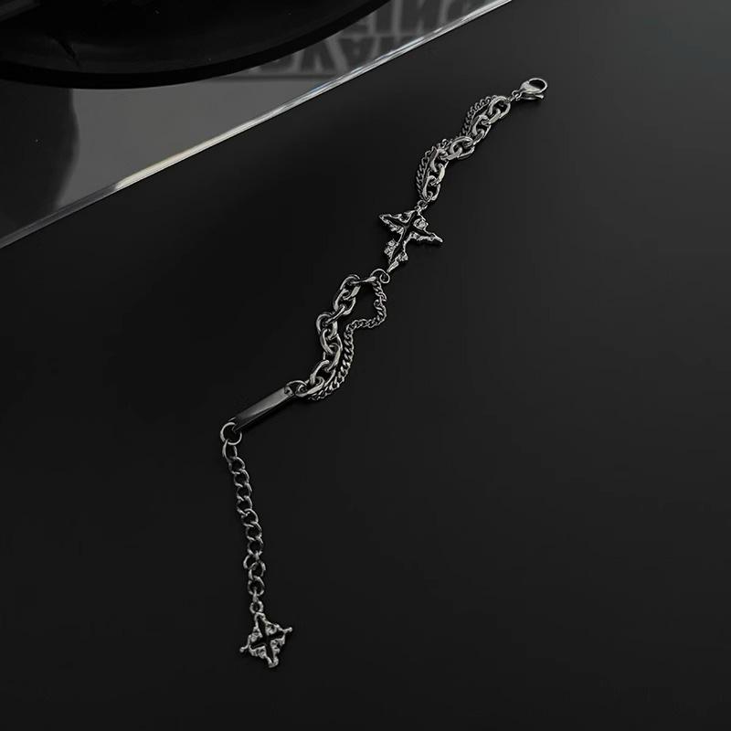 Premium sense dark chain cross bracelet men's versatile niche design titanium steel boys