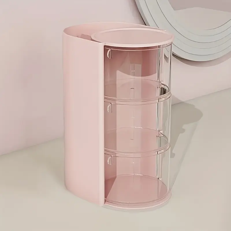 Rotating Multi-Layer Transparent Hair Accessory Organizer, Dust-Proof Plastic, Dustproof Storage Box, Desktop Storage, Makeup Brush Holder, Beauty Organizer, Craft Supplies, Clear Containers, Clear Storage Bins