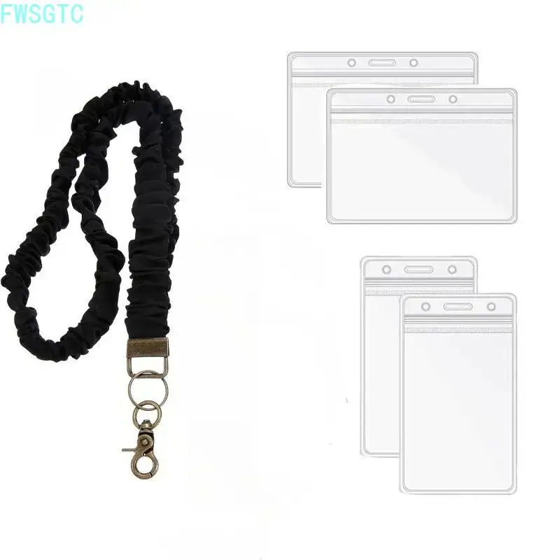 2026 New 3-Pack Elastic Fabric Lanyards for Teachers, Nurses - Adjustable 17.5-30 in Expandable Straps, Swivel Metal Base, Spring Buckle, Hypoallergenic Lightweight Crossbody Work ID Lanyards, Lanyard, Crossbody Lanyard