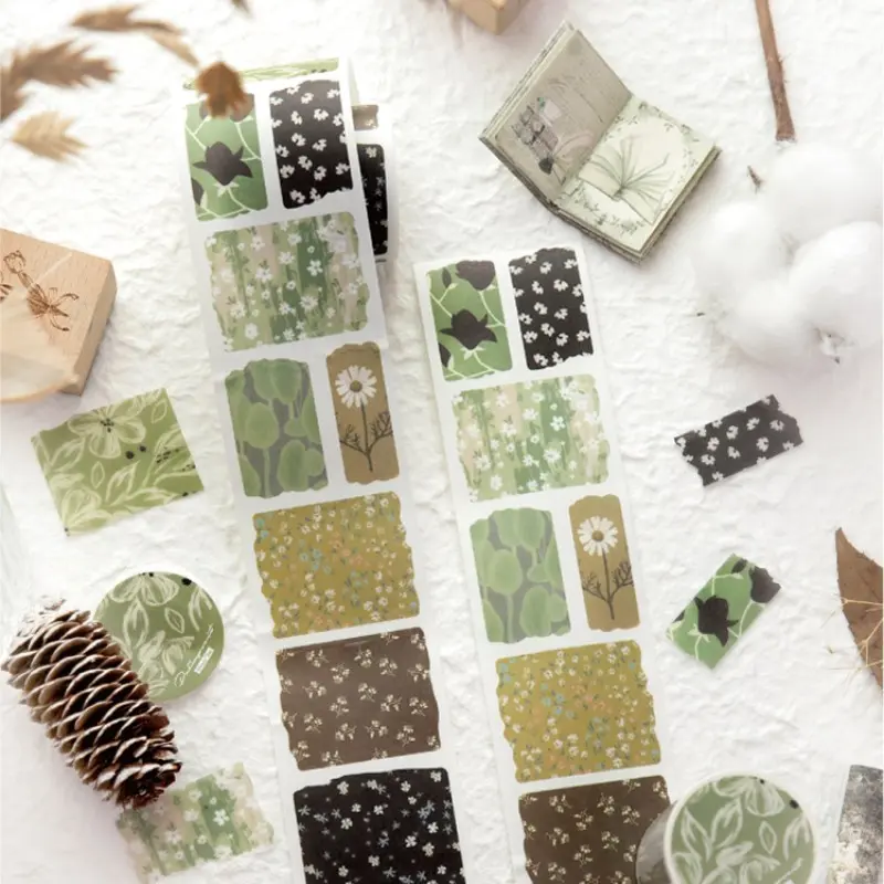 Vintage Floral Plant Decorative Stickers, High Aesthetic Tea Hand Account Tape, Artistic Oil Painting Decals, Elegant Design