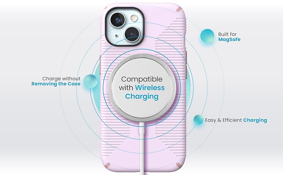 Speck iPhone 15 Case - Built for MagSafe, Drop Protection Grip – for iPhone 15 iPhone 14 & iPhone 13 - Scratch Resistant, Soft Touch, 6.1 Inch Phone Case - CandyShell Grip Black/Slate Grey