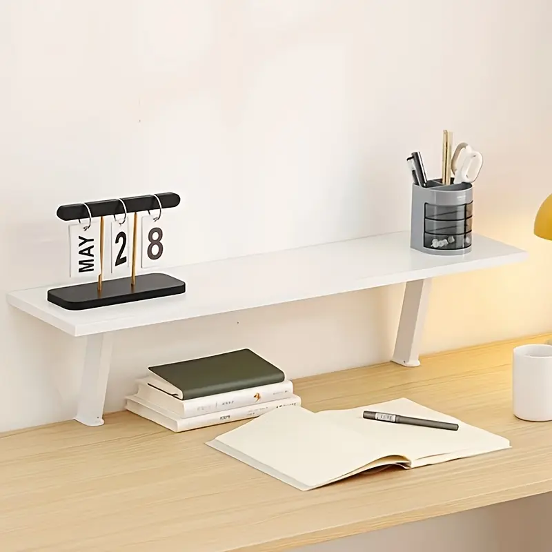 Wooden Computer with Elevated Ceiling, Floating Countertop and Desk Rack, Organizer That Does Not Require Drilling Installation, Modern Office Supplies, Suitable for Desktop Accessories In Offices, Study Rooms, Bedrooms, and Kitchens