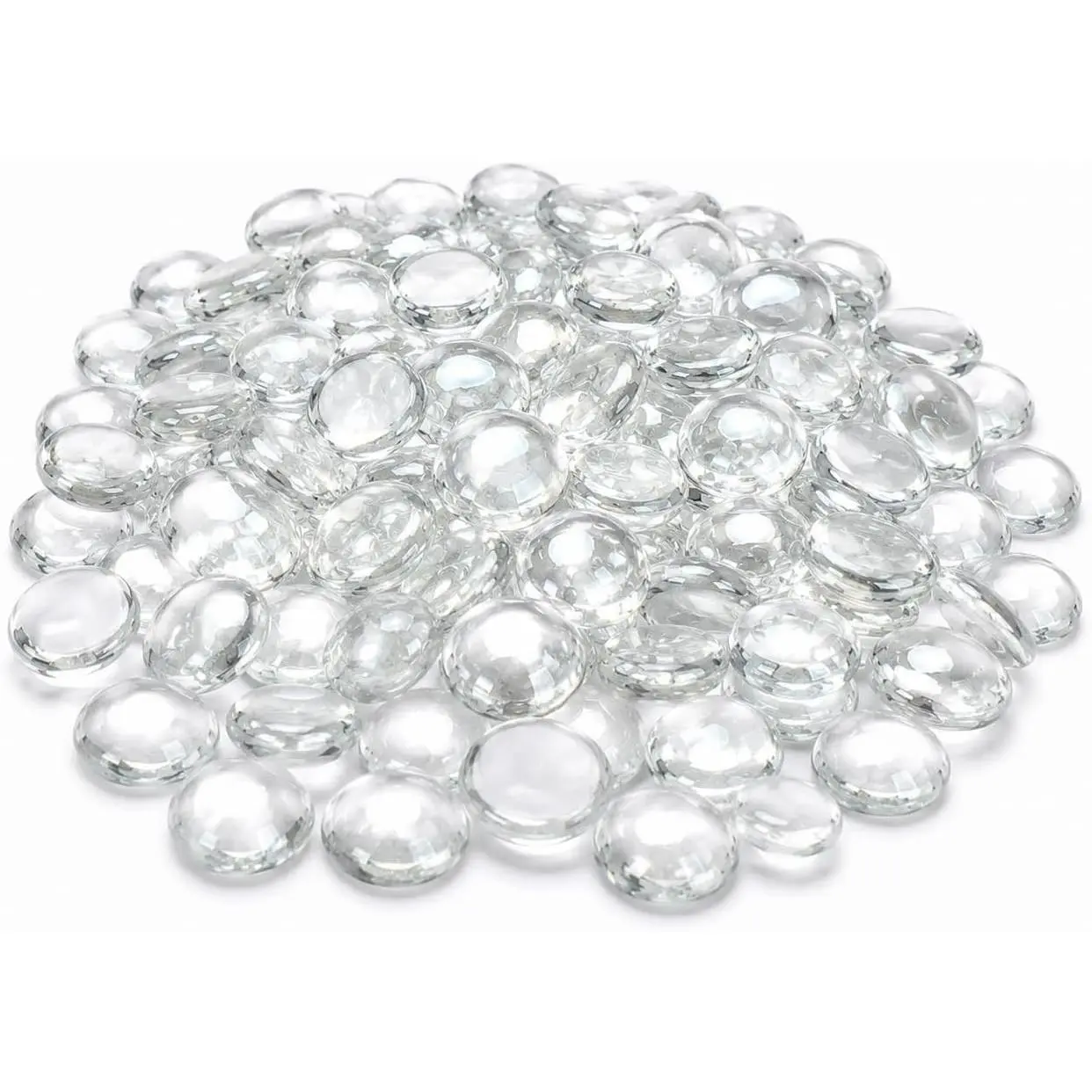 1/2 inch Ultra Clear Fire Glass Beads for Fire Pit - 10 Pound White Reflective Fireglass Drops, Decorative for Fireplace, Fire Table, Vase Fillers and Landscaping