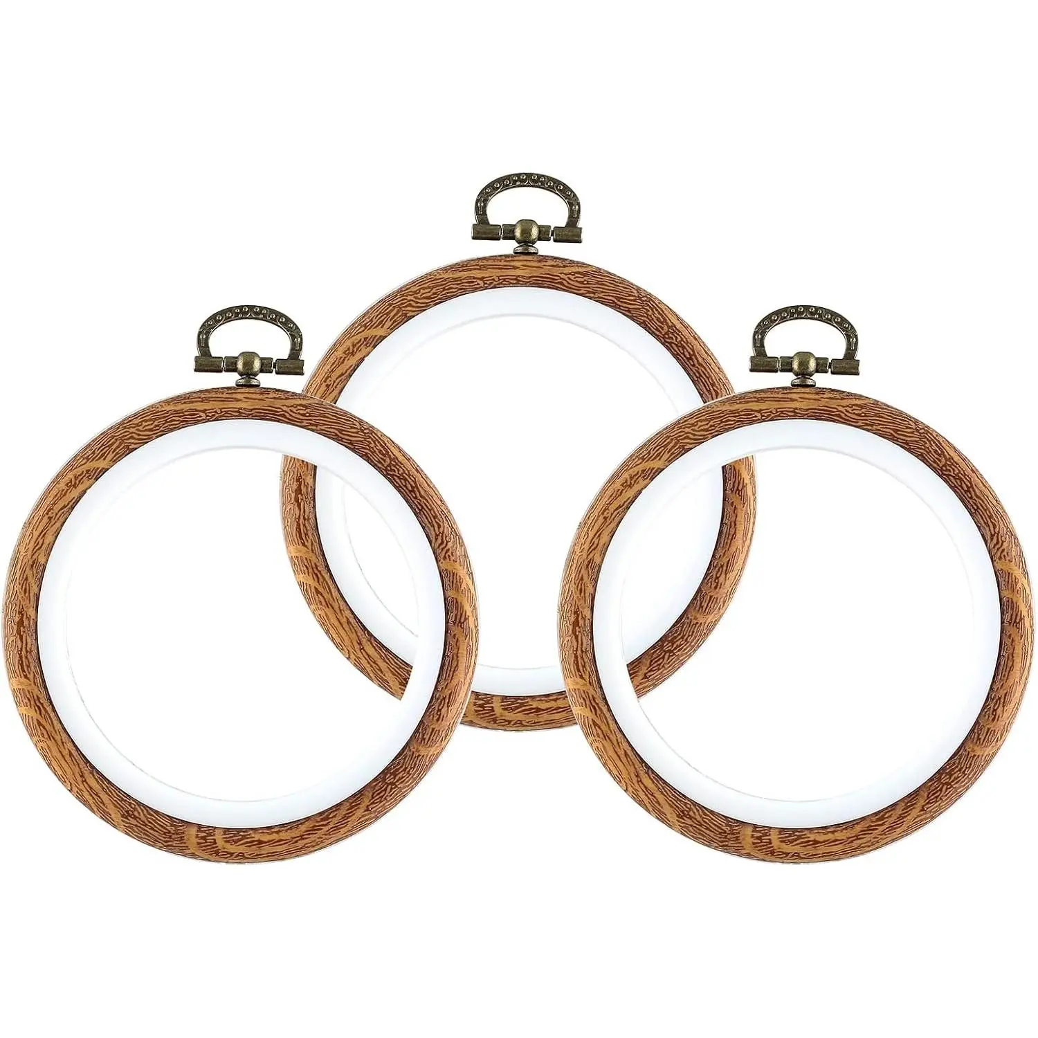 3 count 4 Inch Embroidery Hoop Set, Imitated  Display Frame | 10cm, Wooden Embroidery Hoops, Circle   Hoop Ring, For Art Craft Sewing and  Ornaments Decor