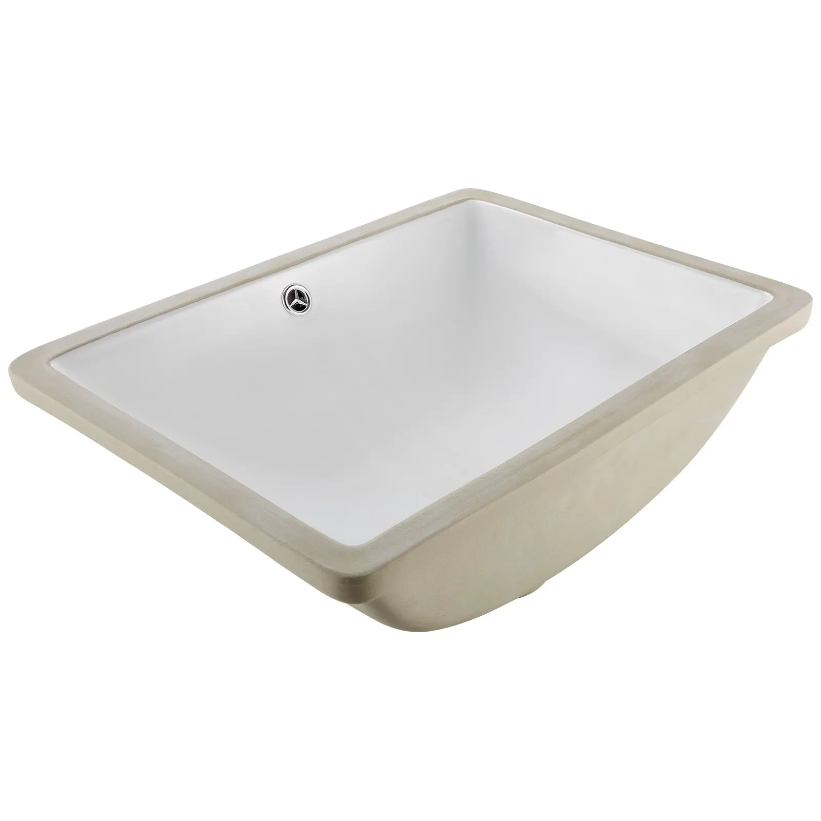 【DealsForYouDays】VEVOR Undercounter Ceramic Rectangular Bathroom Sink, 20.28x15.16in Drop-In Under-Counter Lavatory Vanity Bowl with Overflow Hole, Modern Small Space Wash Basin