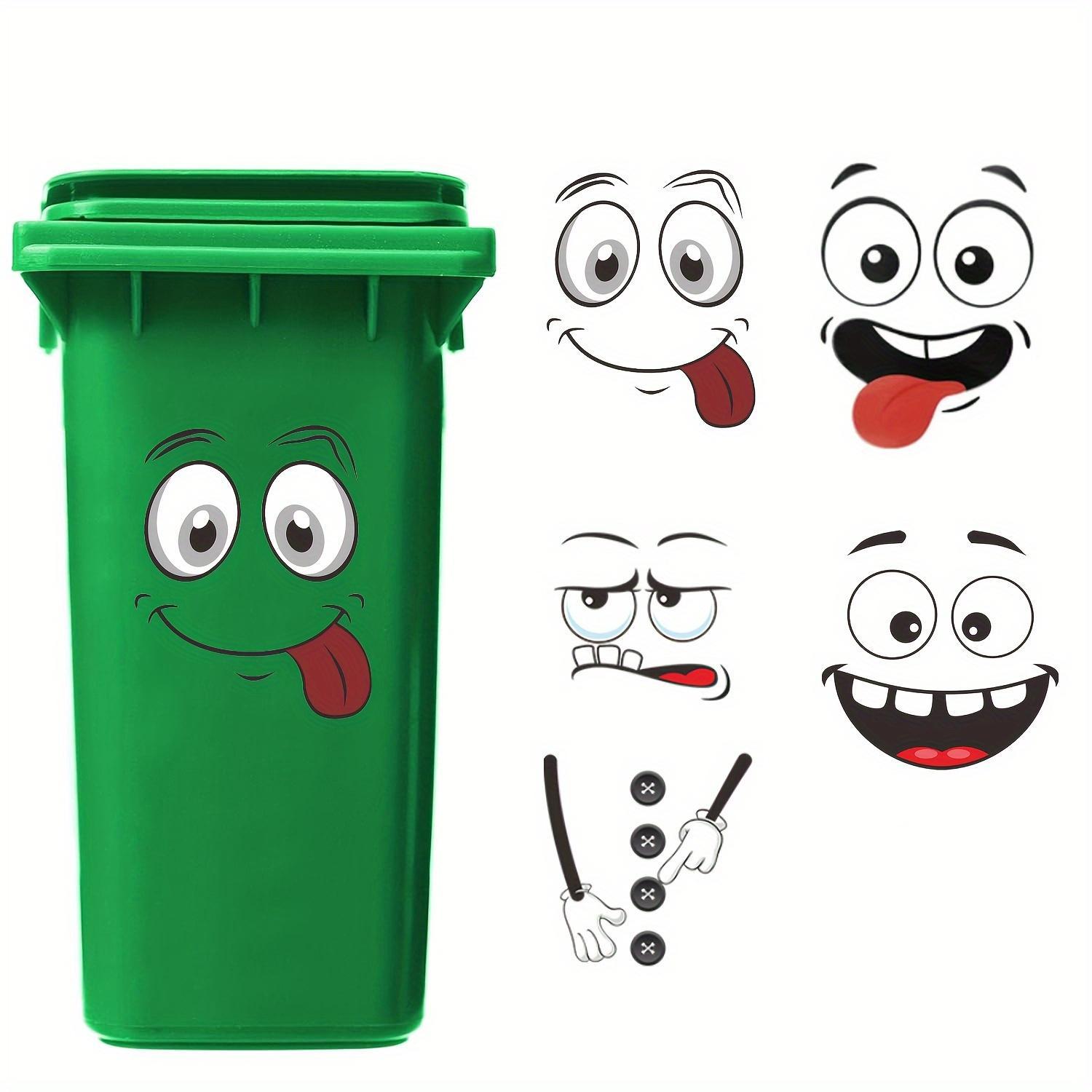 4pcs Interesting Cartoon Face Stickers, Self-Adhesive One-Time Use, Decoration for Bathroom Trash Can Refrigerator Decor, Home Decor, Wall Art Stickers, Decorative Sticker