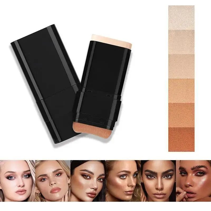 6-Color Dual-Ended Eraser Foundation Stick - Lightweight Beauty Products for Adults, Concealer & Highlighter
