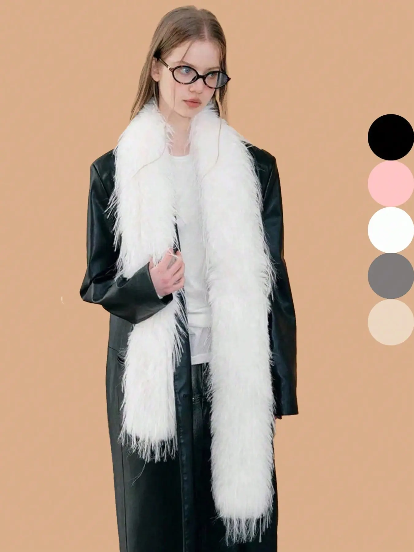 Women's Solid Color Fluffy Warm Scarf, Plush Faux Rabbit Fur Shawl, Soft Warm Shawl, Elegant Sweet Style, Perfect for Autumn/winter, Ideal Gift for Holidays