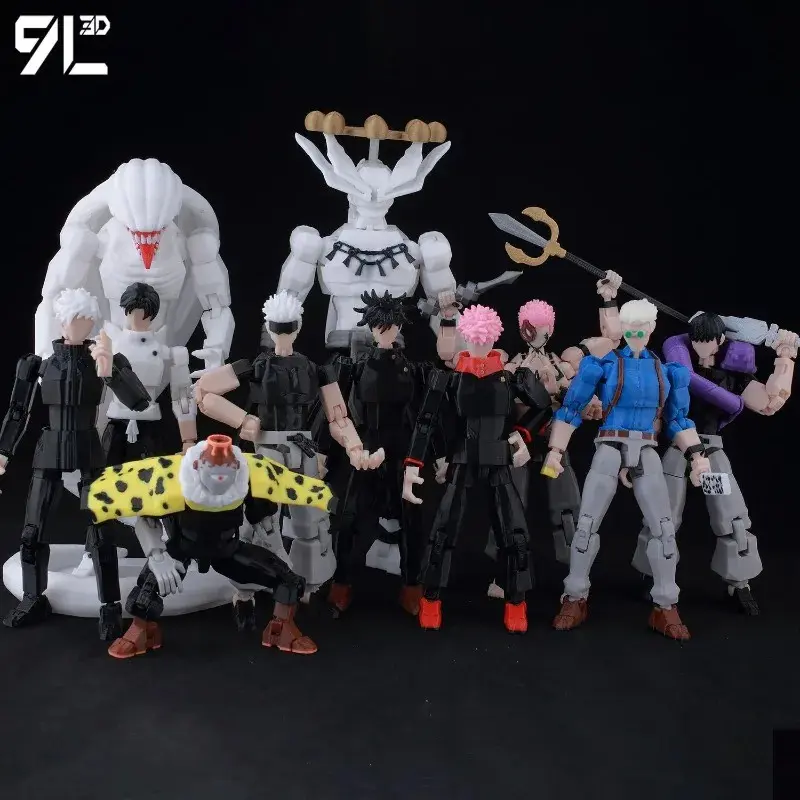 9L3D Jujutsu Kaisen Posable PVC-Free Action Figure Toy - Gojo Satoru, Fushiguro Megumi, Ryomen Sukuna, Itadori Yuji, Okkotsu Yuta, Jointed Arms, for Anime Collectors, Posable Action Figures, Articulated Figure