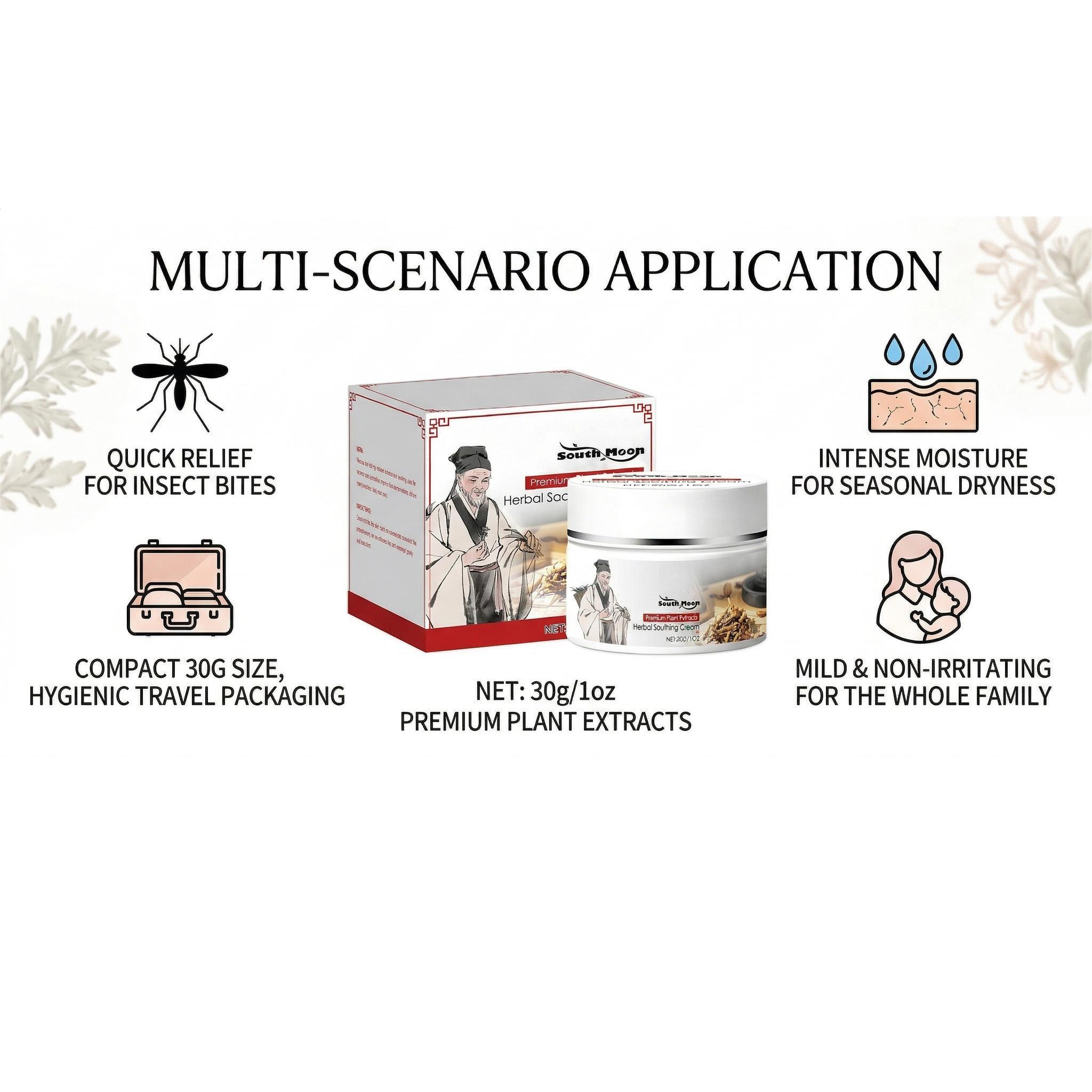 Advanced Herbal Soothing Cream Anti-Itch Ointment for Bug Bites Eczema Psoriasis Dry Skin Relief Fast Cooling Skin Barrier Repair Balm with Natural Plant Extracts Non-Greasy Body Care