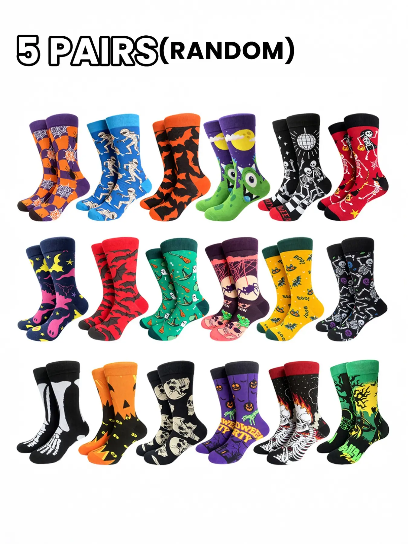 Halloween Theme Graphic Ankle Socks, Skull Pumpkin Spider Print, Elastic Comfortable, Party Wear, Unisex, Cosplay Friendly, Random Design