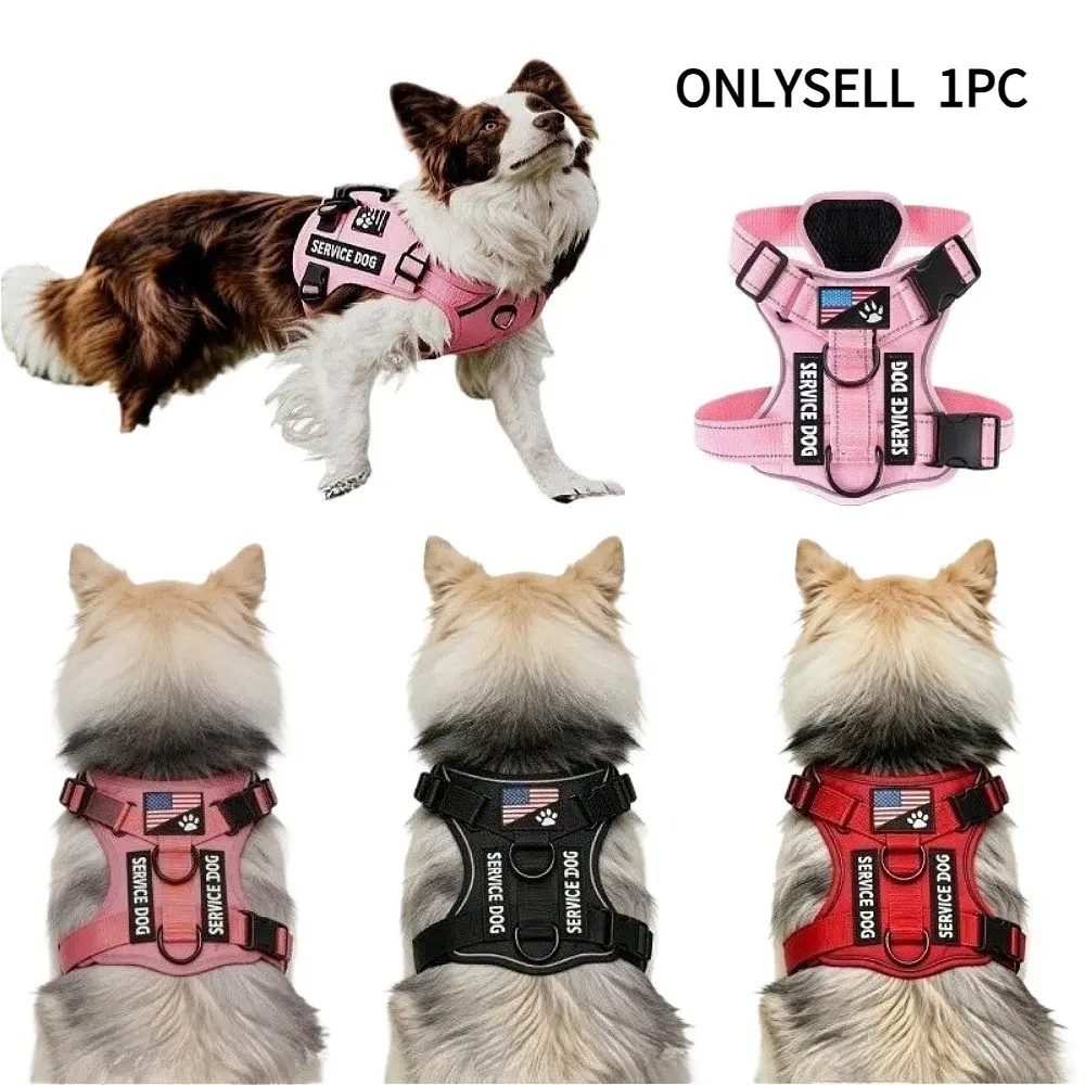Heavy Duty Tactical Dog Harness for Large Breeds – Durable No-Pull Reflective Vest with Padded Handle, Adjustable Escape Proof Chest Strap for Outdoor Training, Service Dog Gear, Pitbull Harness