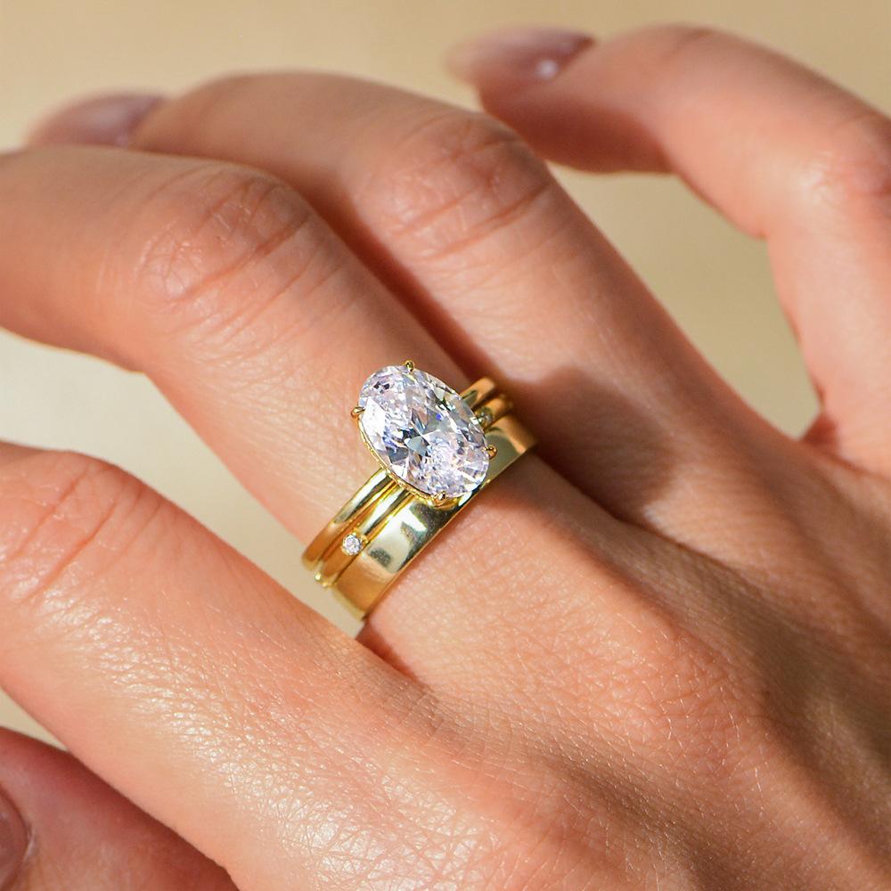 4.5 Carat Oval Engagement Rings Set for Women| Dainty Cubic Zirconia Wedding Sets Promise Rings for Her Jewelry Gifts Size 4-11