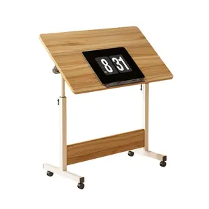 GARVEESmall Standing Desk Adjustable Height, Mobile Stand Up Desk with Wheels, Portable Home Office Computer Workstations for Sitting And Standing Ancient Oak 80x40