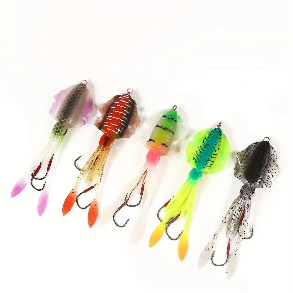 60g 15cm Luminous Soft Squid Fishing Lure With Sharp Hooks, Realistic Artificial Bait, Durable Outdoor Fishing Accessory For Saltwater & Freshwater Angling