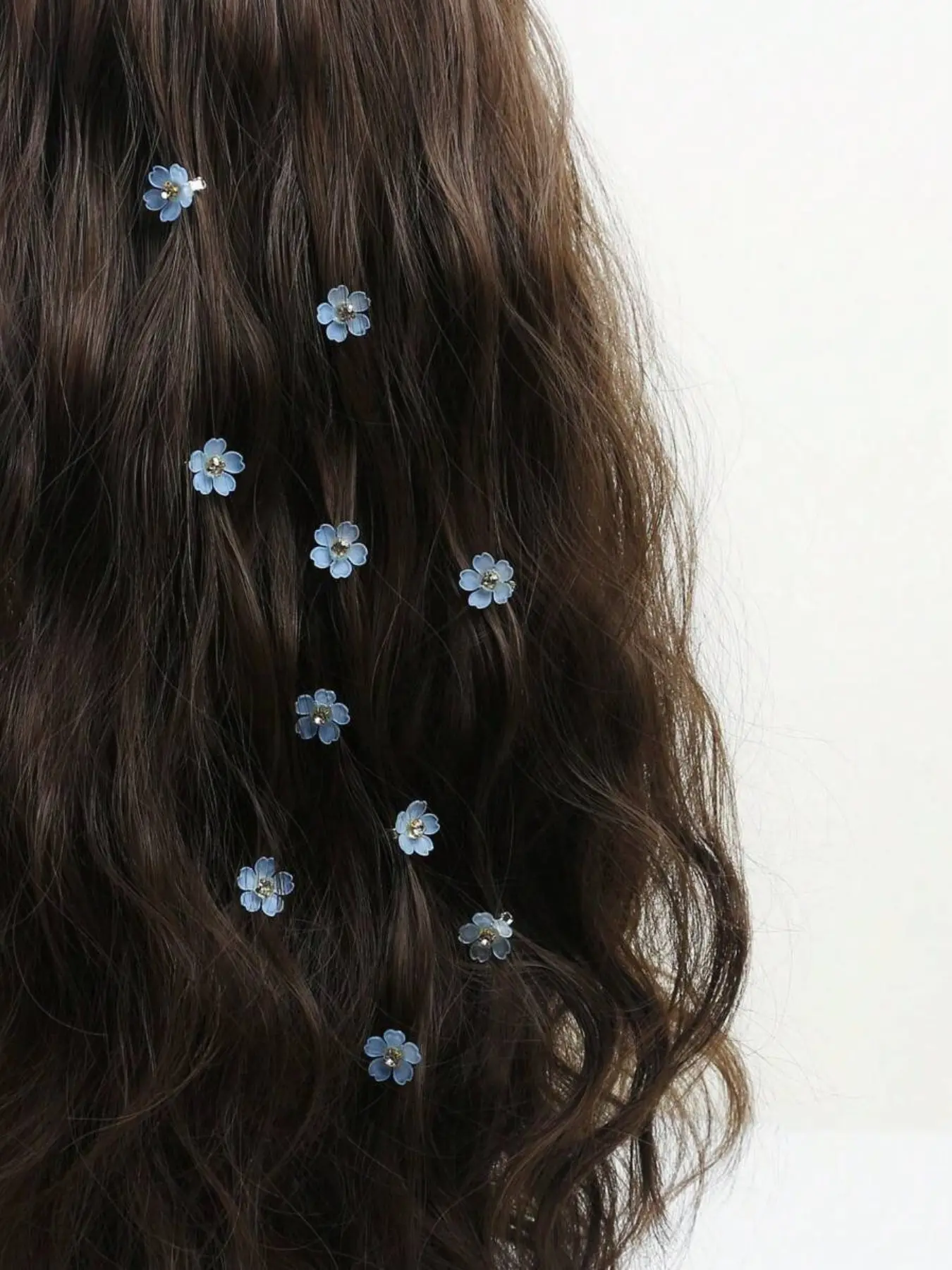 10-Piece DIY Floral Hair Accessories Set, Dirty Braids Flower Clips with Rhinestones, Mini Clip-In Ponytail Holders, All-Season Styling Tools
