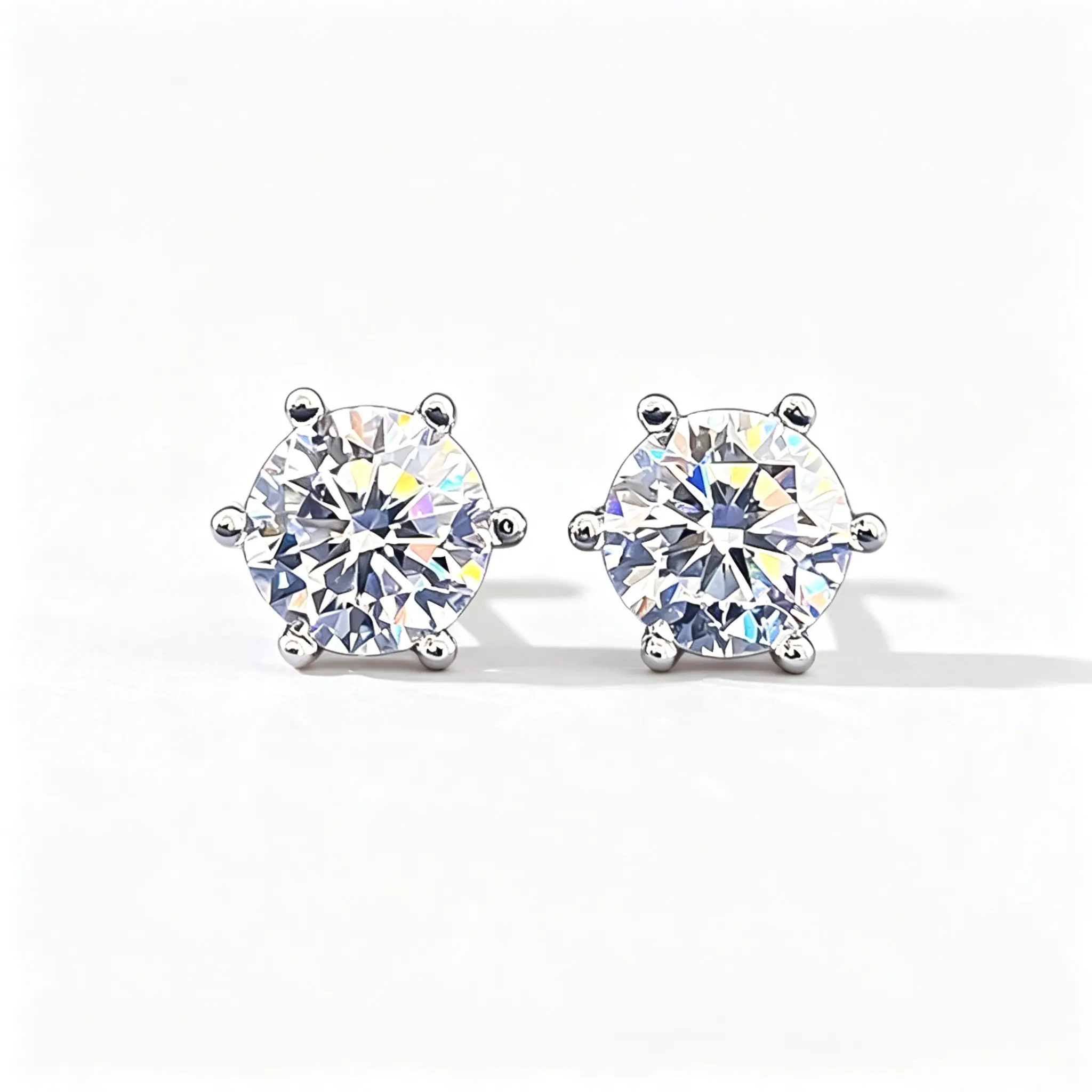Loveden 1CT Brilliant Round Moissanite Stud Earrings, S925 Sterling Silver Six-Prong Classic Hypoallergenic Stud Earrings for Women, Elegant Sparkling Minimalist Ear Jewelry Suitable for Daily Wear, Wedding, Dating & Holiday Gifts for Her
