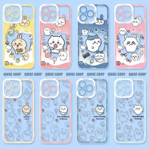 Chiikawa Cute Hot Hachiware Usagi‌ Momonga Transparent Phone Cases For iPhone 17 Promax 17Air 16 Plus 15 14 13 12 11 Pro - Transparent TPU Shockproof Protective Cover Gift For Birthday Halloween Christmas