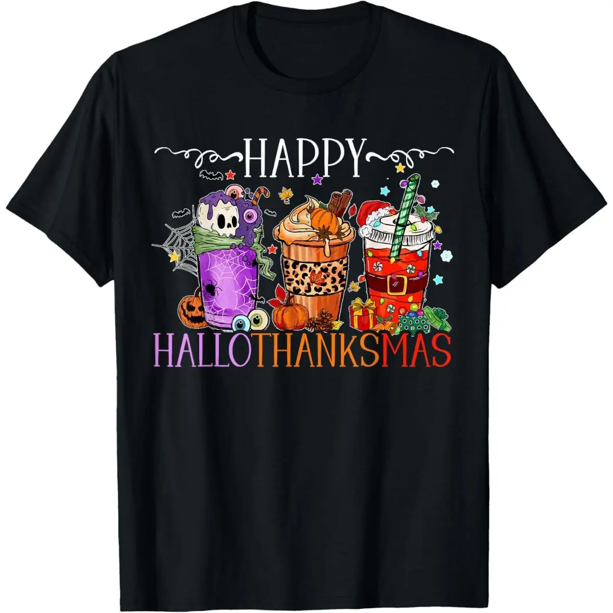 Women's Short-Sleeve Seamless Cotton Twist Printed T-Shirt - Soft Apparel Piece, Comfortable Clothes Ideal for Halloween, Thanksgiving Celebrations