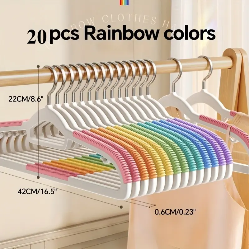 20/40Pcs Thickened Durable Multi Color Plastic Clothes Hangers, Anti-Slip Multi-Functional Laundry Garment Hangers with Shoulder Protection Design, Fit for Dry & Wet Clothing, Home Apartment Dorm Closet Accessories, Perfect Presents for Christmas,
