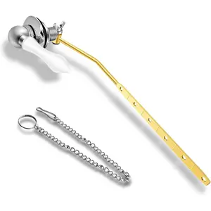Toilet Handle Replacement Kit, Front Mount Flush Handle for Toilet Tank, White Toilet Lever Replacement with Stainless Steel Flapper Chains, for Universal Toilets Flush Repair