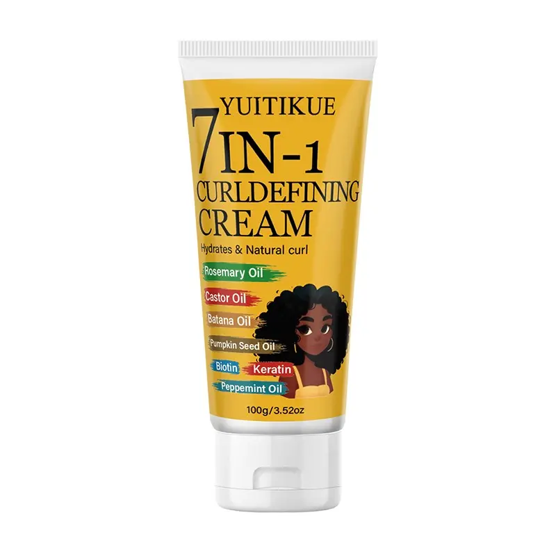 Yuitikue 7-In-1 Curling Gel For Curly Hair, Moisturizing Natural Curls, Anti-Frizz, Non-Puffing, Contains 7 Natural Essences, 100g