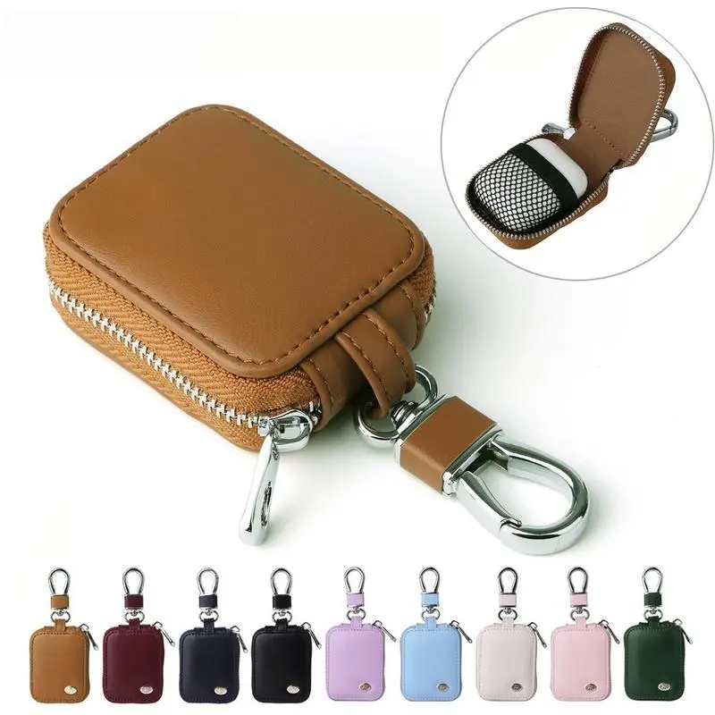 Casual PU Earbuds Case, Round and Lightweight with a Shockproof Keychain, Travel Safe Protector for Daily Commute