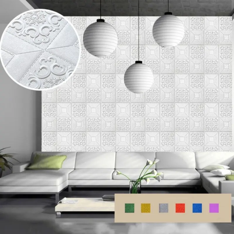 20pcs 3D Wall Stickers, Self-Adhesive DIY Foam Wallpaper, Bedroom Living Room Kitchen TV Background, Ceiling Decor, Peel and Stick Wallpaper Designs, 35cmx35cm