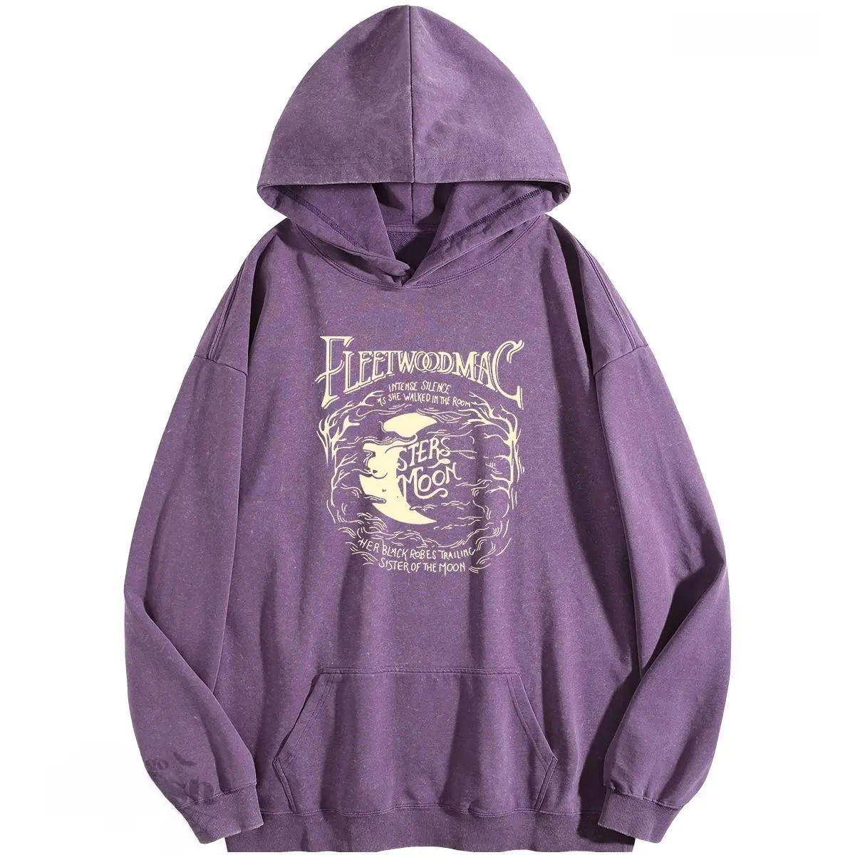 Women's Cotton Blend Fabric Hooded Sweatshirt - Acid Wash Print, Vintage Oversized Baggy Loose Fit, Winter Warm Long Sleeve Pullover Tunic, Casual Streetwear Top, Hooded Neck, Multi-Size