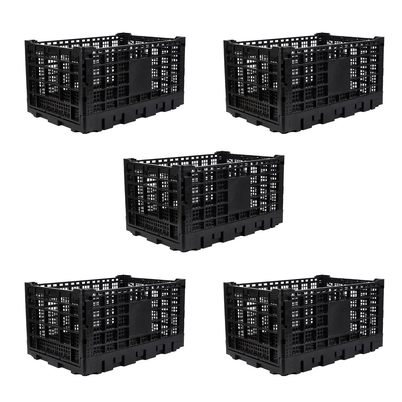 52L Collapsible Heavy-Duty Stackable Plastic Storage Crate - Large Size Stackable Bin, Holds 130lbs, Space-Saving Home Organizer for Home, Camping Use