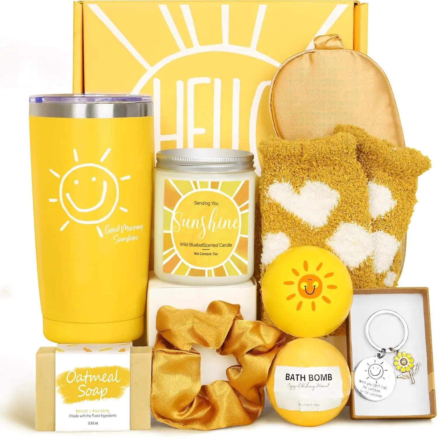Gift Baskets, Gift Kit, Gift Boxed for Women, 10pcs Birthday Gifts for Women, Best Friend Birthday Christmas Gift, Get Well Soon Gift Basket Sending Sunshine Cheer Up Box for Sister Friendship, BRIGHTEN UP HER DAY