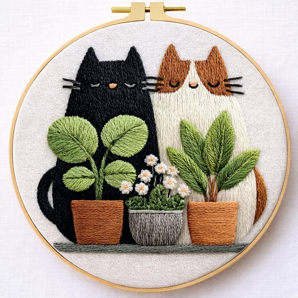 Handmade embroidery DIY kit, suitable for beginners to learn cat embroidery and weaving