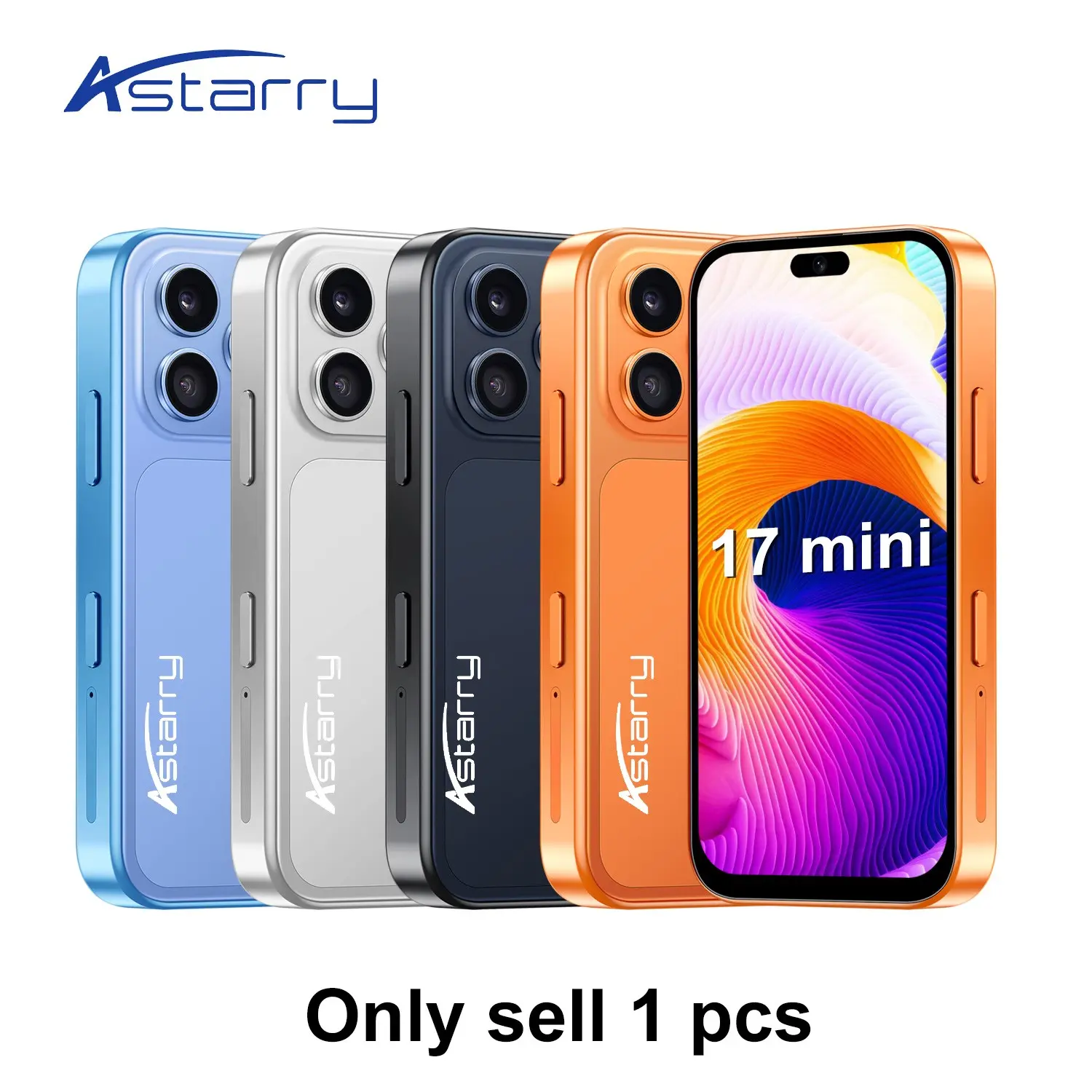 Astarry- Small 17 Mini Android Smart Phone, 3.75 Inch Screen, 2gb+16GB RAM, Dual Sim, 2500mah Battery, Portable Design, Ideal for Seniors and Students
