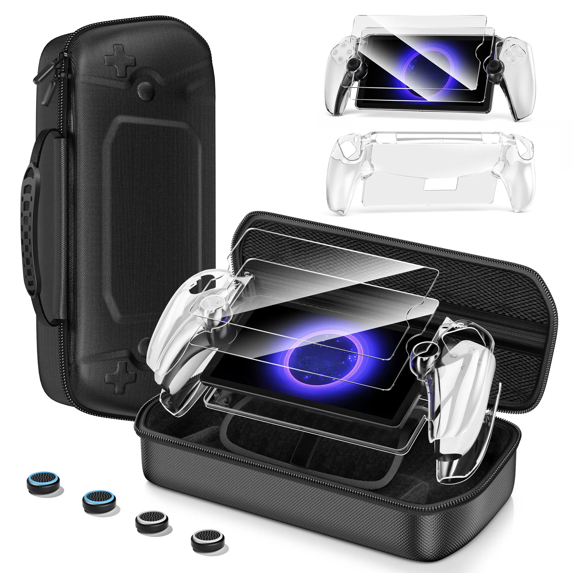 BEBONCOOL Hard EVA Carrying Case for PS5 Handheld Console – Front Pattern Design, Easy-Clean PU Surface, Scratch-Resistant & Shockproof Shell with Durable Zipper for Travel Storage