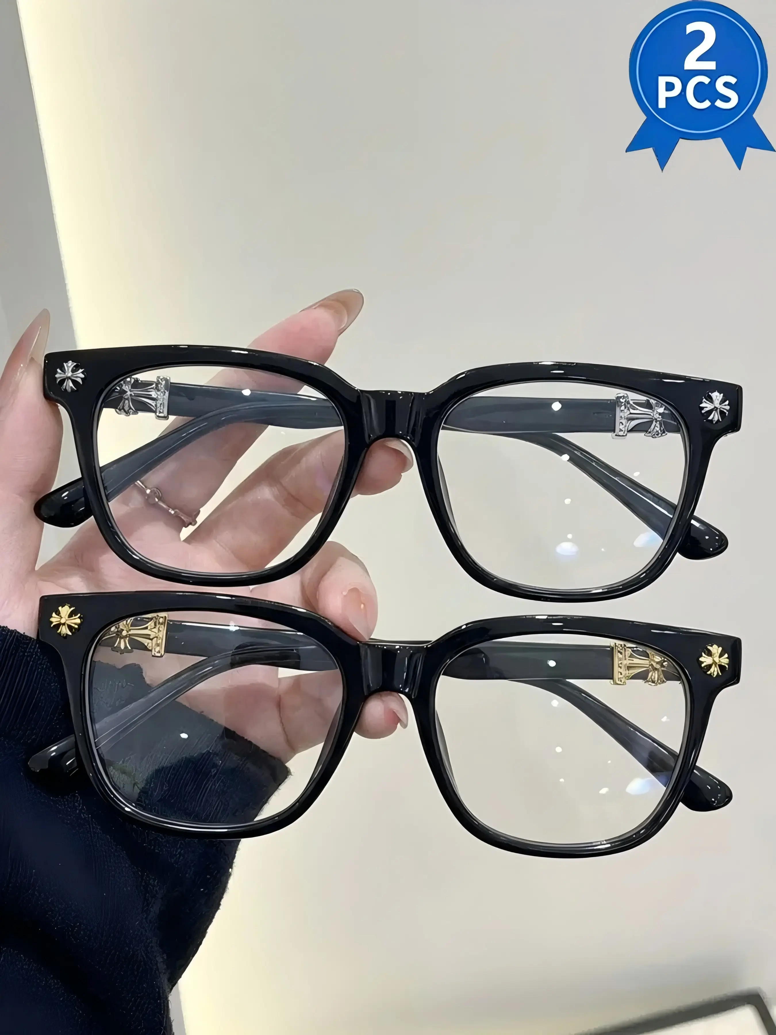 2pcs New Trendy Square Frame Eyeglasses, Unisex Fashion Glasses, Lightweight Luxury Business Frames, Multiple Colors, Perfect Gift for Him, Classic Square Frame